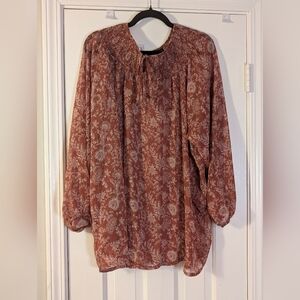 Janina Rust Floral Boho Peasant Blouse | Women’s EU 40 (US M/L)